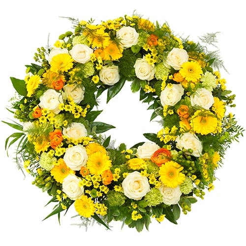 Funeral Wreath Ajour yellow white