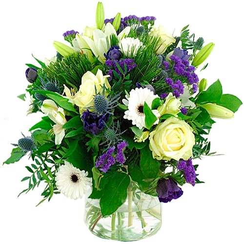 Bouquet blue purple white