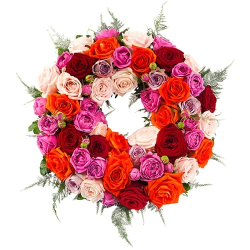 Funeral wreath ajour mixed roses