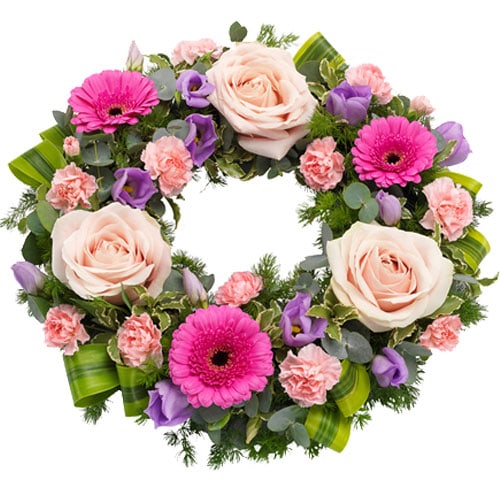 Funeral wreath ajour pink lilac
