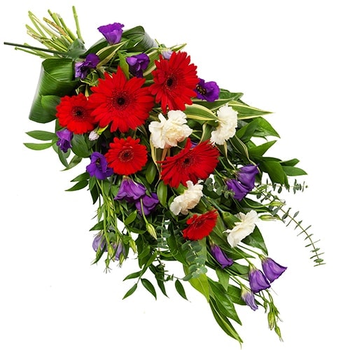 Funeral bouquet red purple white