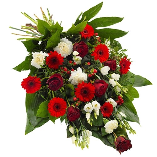 Funeral bouquet red white