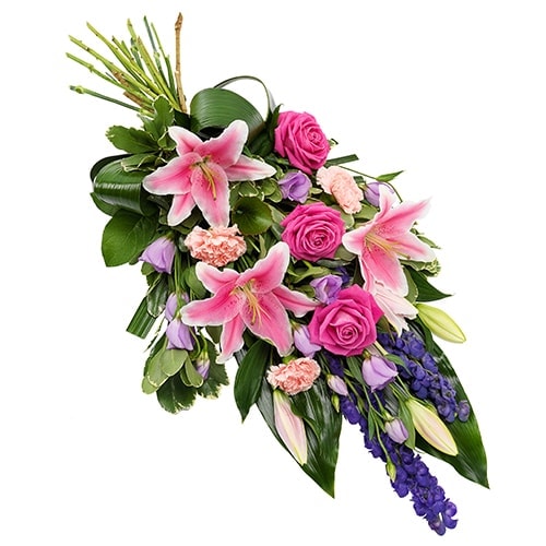 Funeral bouquet pink lilac purple