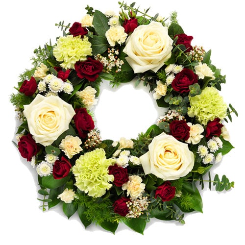 Funeral wreath ajour red white