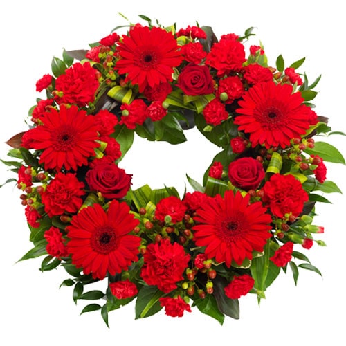 Funeral Wreath Ajour red