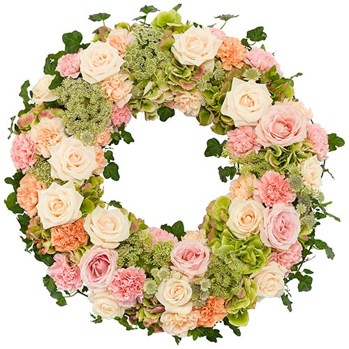 Funeral wreath Ajour soft pink white