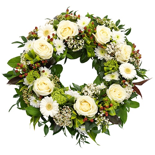 Funeral wreath Ajour white