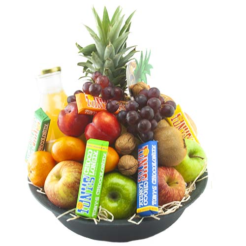 Fruit basket Luxe with Tony Chocolonely and juice