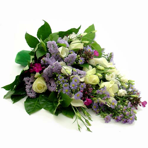 Funeral bouquet blue white purple