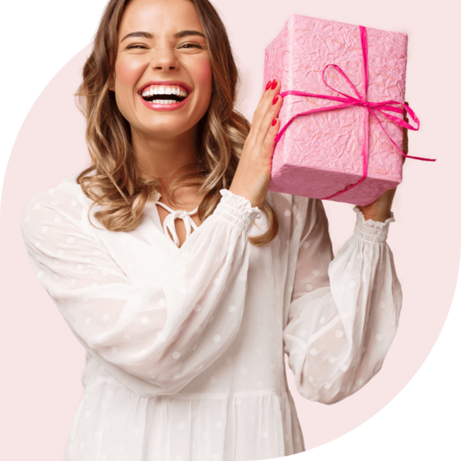 Woman happy with gift